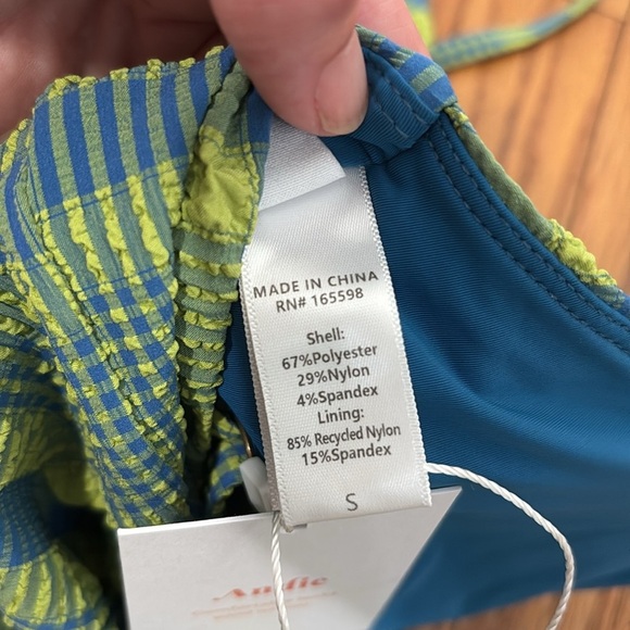Andie The Lanikai One Piece Swimsuit green blue plaid size S NWT - Picture 8 of 8